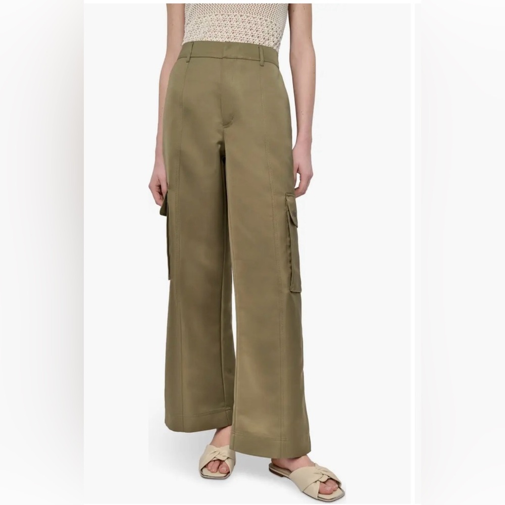 NWT DKNY High Waist Wide Leg Cargo Pants in Utility Green Women’s Size‎ 14